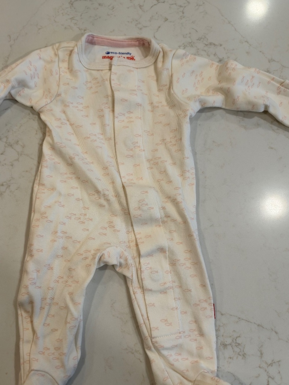 Pink fish magnetic me organic cotton onesie